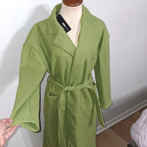 Fashion Nova Green Long Trench Coat - Picture 4 of 9